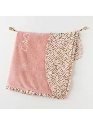 Omarı Yumuşak ve Şık Leopard Desenli Battaniye - 90x85 Pink