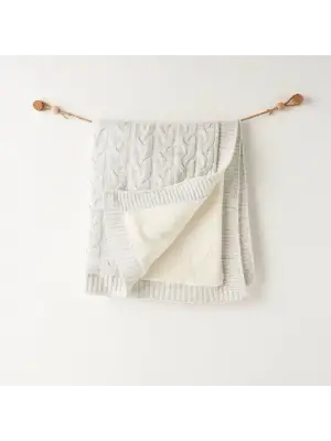 Omarı Triko Battaniye Gri Melanj