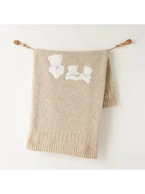 Omarı Yumuşak Triko Battaniye 85x100 Beige Melange