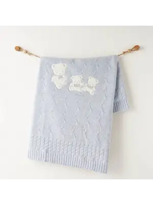 Omarı Ultra Yumuşak Triko Battaniye 85x100 Mavi Renkte