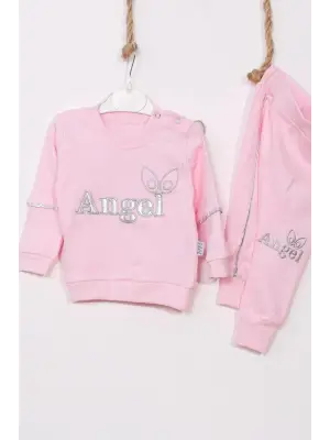 Angel Kanat Detaylı % 100 Pamuk Kız Bebek Takımı