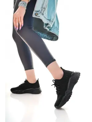 Ante Siyah Triko Bağcıklı Spor Ayakkabı