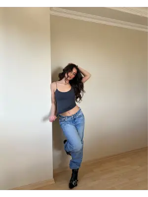 Antrasit Poliamid İp Askı Bluz Kadın Giyim