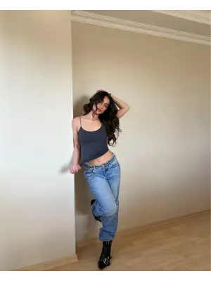 Omarı Antrasit İp Askılı Bluz