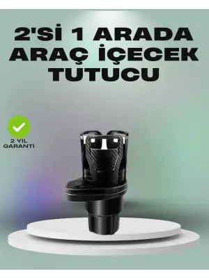 Araba Çift Bardak Tutucu 360° Dönebilen İkisi Bir Arada Ayarlanabilir