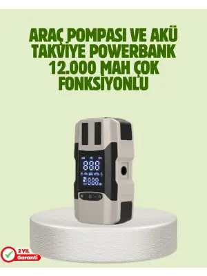 Araç Akü Takviye Cihazı Ve Lastik Şişirme Pompası 12.000 Mah