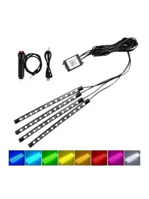 Araç İçi Ayak Altı Led 12 Led Işık Sese Müziğe Duyarlı Rgb Işıklı Aydınlatma Seti