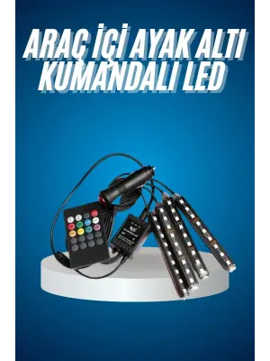 Araç Içi Aydınlatma Kumandalı 12 Led Ayak Altı Led Ambiyans Işığı Sese Duyarlı Kumandalı
