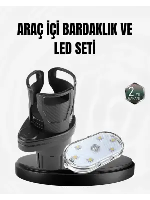 Araç İçi Düzen Ve Ambiyans Seti Çift Bardak Tutucu + Led Işık