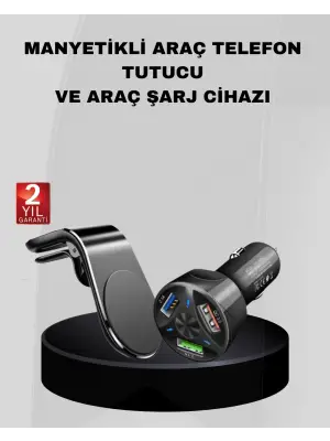 Araç İçi Telefon Tutucu + Quick Charge 3.0 Araç Şarj Cihazı Seti