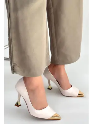 Bej Rugan Topuklu Ayakkabı Kadın Ayakkabı