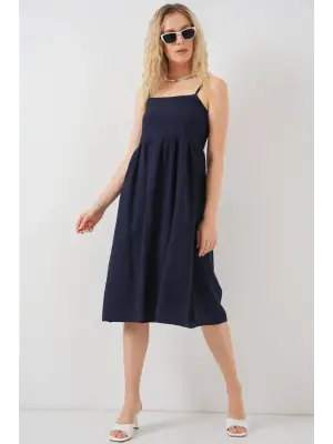 Askılı Ayrobin Elbise 2565 - Lacivert