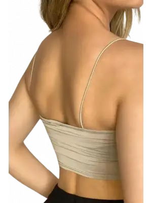 Askılı Crop Bluz-BEJ