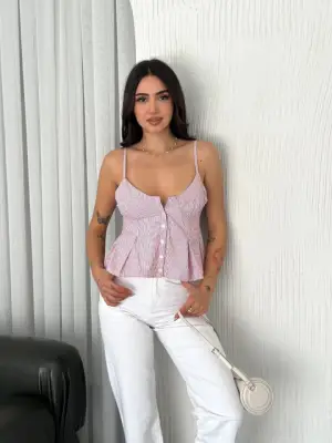 Kırmızı Askılı Dekolte Crop