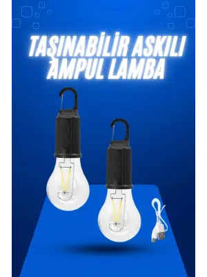 Askılı Kırılmaz Led Işık Kamp Bahçe Lambası Taşınabilir Led Ampul Şarjlı