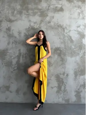 Askılı Maxi Boy Elbise