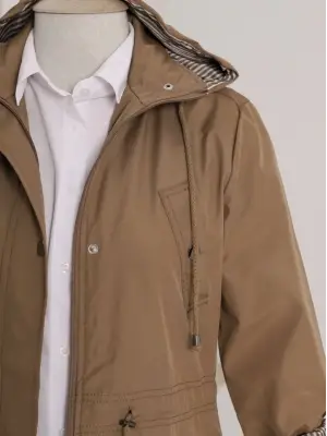 Omarı Çizgili Taba Trençkot