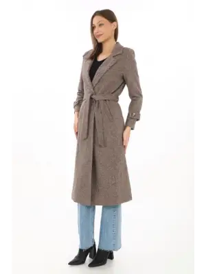 Omarı Yüksek Kaliteli Balık Sırtı Kaşmir Kaban - Vizon