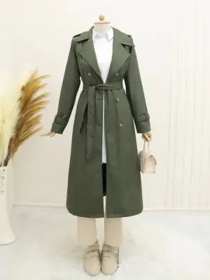 Omarı Haki Renkli Astırlı Trenckot