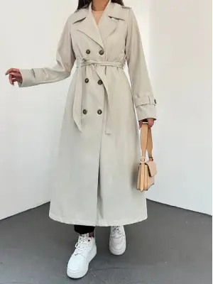 Omarı Astarlı Kemerli Trenckot - Şık ve Şıkır Şıkır