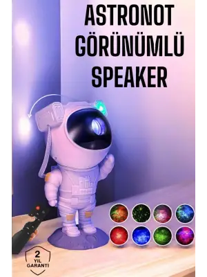 Astronot Bluetooth Hoparlör Gökyüzü Projektör Gece Lambası