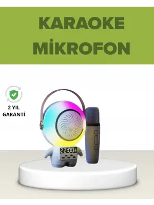 Astronot Tasarımlı Bluetooth Speaker Ve Kablosuz Mikrofon Karaoke Seti