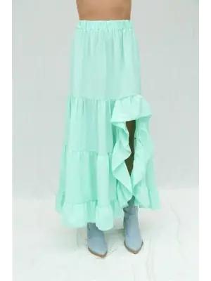 Audrey Fıfrlı Yırtmaç Detay Etek 4037