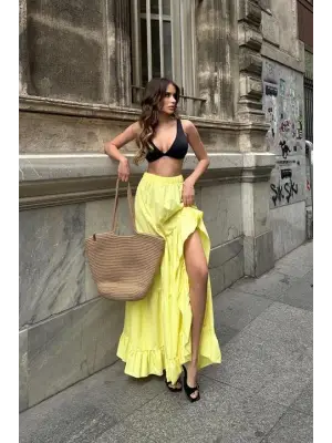 Audrey Fıfrlı Yırtmaç Detay Etek 4037