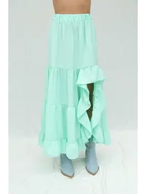 Audrey Fıfrlı Yırtmaç Detay Etek 4037