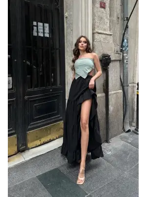 Audrey Fıfrlı Yırtmaç Detay Etek 4037