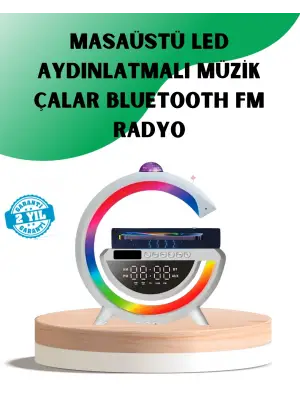 Aux Tf Kart Fm Destekli Dijital Saatli Kablosuz Şarjlı Hoparlör