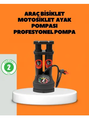 Ayaklı Bisiklet Pompası Basınç Göstergeli Çok Amaçlı