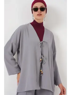 Ayrobin Kimono Pantolon İkili Takım 6739 - Gri