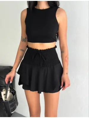 Ayrobin Şortlu Etek - Siyah
