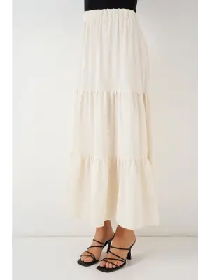 Ayrobin Uzun Etek 8048 - Krem