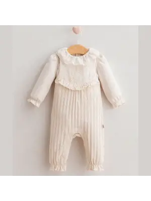 Baby Soft Flower Salopet  Ekru