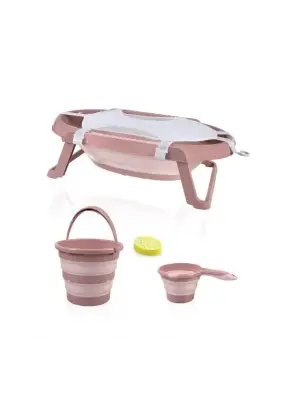 Omarı Katlanabilir 5Li Küvet Seti - Somon Renkli