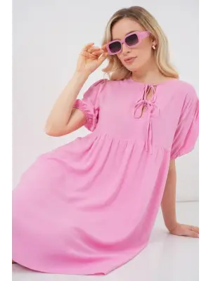 Bağcıklı Midi Elbise 2575 - Pembe