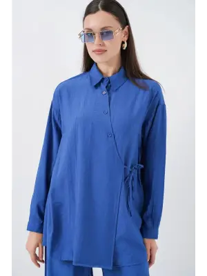 Bağcıklı Tunik Pantolon İkili Takım 6752 - İndigo