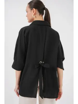 Bağlama Detaylı Ayrobin Gömlek 20290 - Siyah