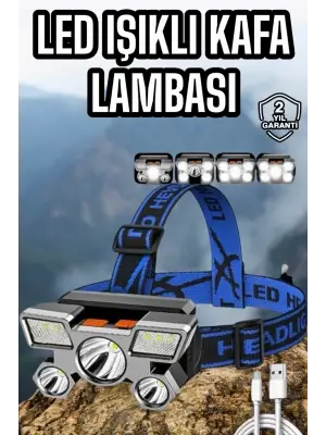 Balıkçı Kafa Lambası Led Işık 4 Farklı Mod Esnek Ve Ayarlanabilir