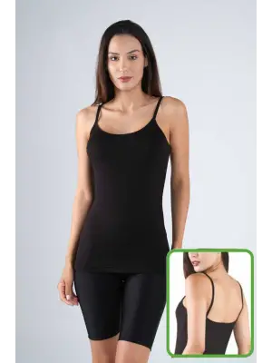 Siyah Bambu Kadın Askılı Atlet