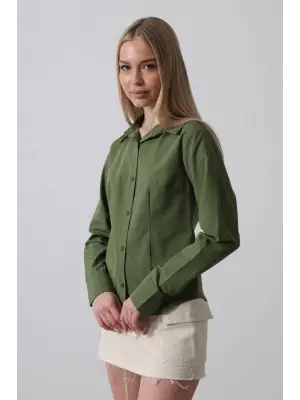 Basic Gömlek - Koyu Haki