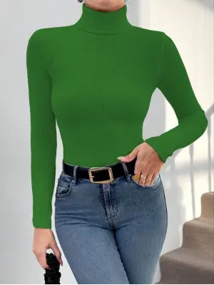 Başıkçı yaka dar kesim kaşkorse kazak yeşil w3103