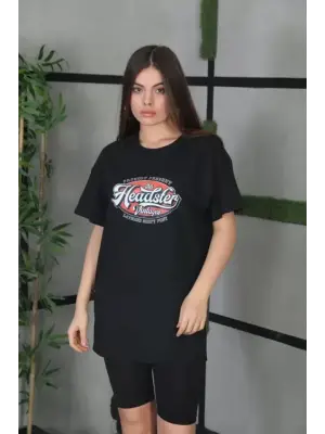 Omarı Siyah Oversize Baskılı Unisex T-Shirt