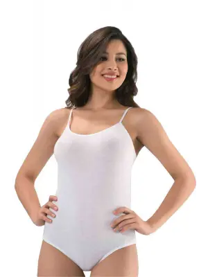 Omarı İp Askılı Kadın Beyaz Çıtçıtlı Body