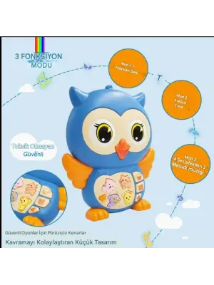 Baykuş Eğitici Bebek Piyanosu - Mavi