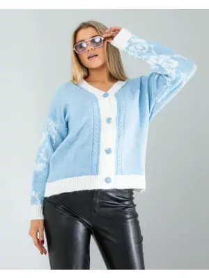 Bebe Mavi Triko Hırka Kadın Giyim