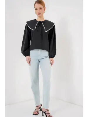 Bebe Yaka Gömlek 20314 - Siyah