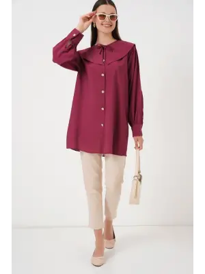 Bebe Yaka Uzun Tunik 5967 - Bordo
